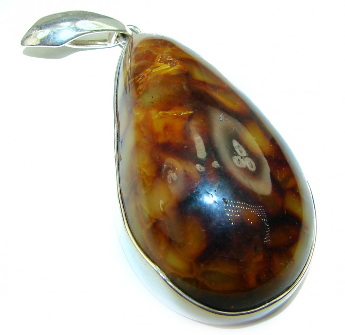 Natural Baltic Amber .925 Sterling Silver handmade Pendant