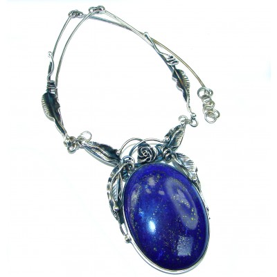 BEST QUALITY HUGE authentic Lapis Lazuli .925 Sterling Silver handmade Necklace