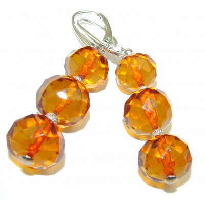 Faceted Baltic Polish Amber .925 Sterling Silver Earrings