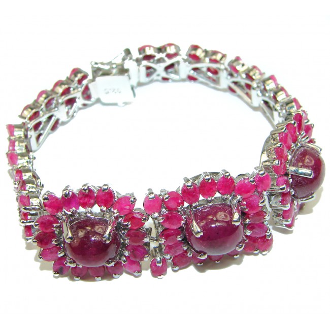 Luxury Authentic Kashmir Ruby .925 Sterling Silver handmade Bracelet