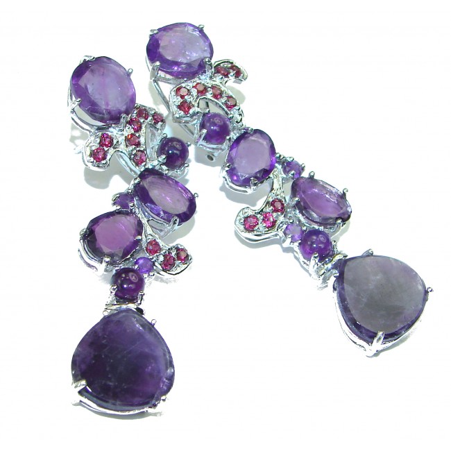 Red Carpet style authentic African Amethyst .925 Sterling Silver earrings