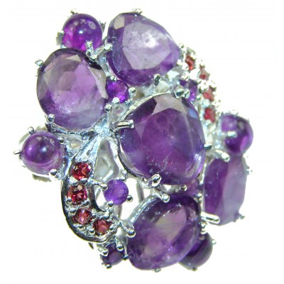 Incredible African Amethyst .925 Sterling Silver HANDCRAFTED Ring size 8