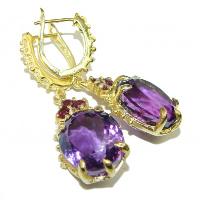 Authentic Amethyst 14K Gold over .925 Sterling Silver handcrafted earrings