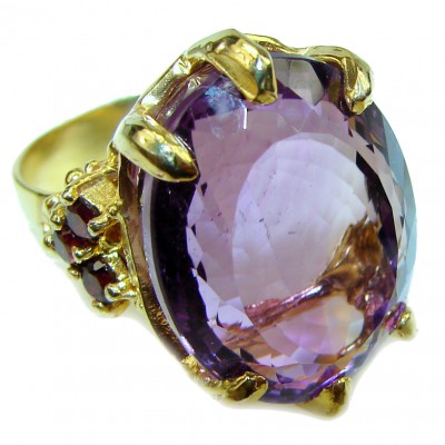 Purple African Amethyst 14K Gold over .925 Sterling Silver HANDCRAFTED Ring size 9 1/4