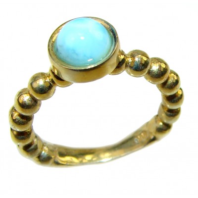 2.8 carat Larimar 14K Gold over .925 Sterling Silver handcrafted Ring s. 5 1/4