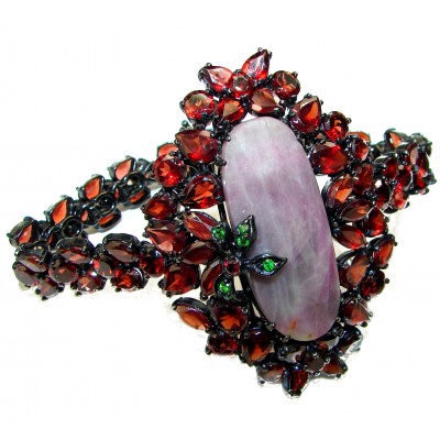 Enchanted Rose Garden Ruby black rhodium over .925 Sterling Silver handmade Bracelet