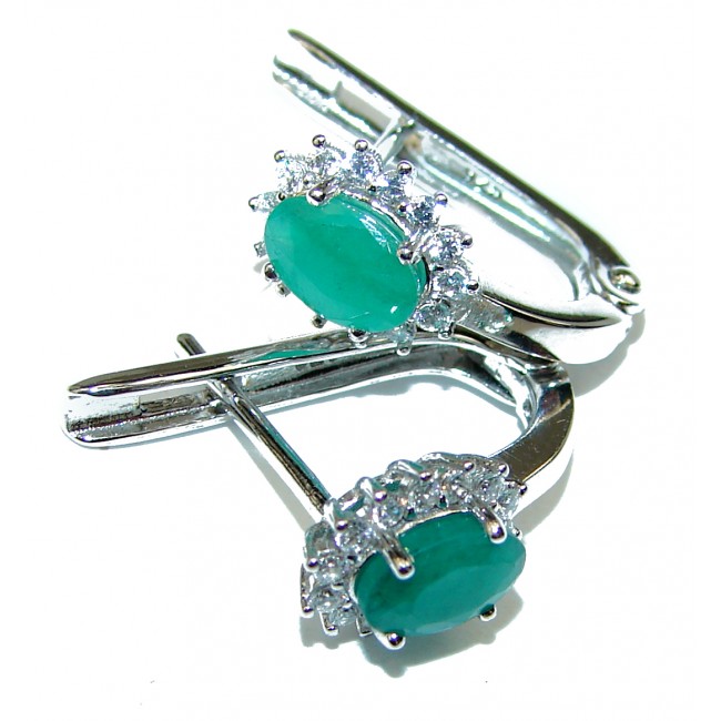 Very Unique Colombian Emerald .925 Sterling Silver handcrafted earrings