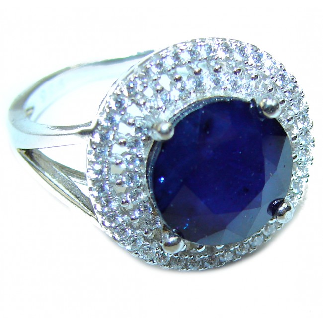 Blue Treasure 9.5 carat authentic Sapphire .925 Sterling Silver Statement Ring size 7