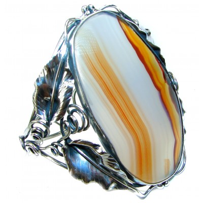 Huge Carmel Color Botswana Agate oxidized .925 Sterling Silver Cuff/Bracelet