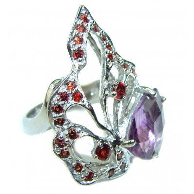 Incredible African Amethyst .925 Sterling Silver HANDCRAFTED Ring size 9
