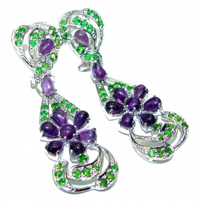 Exclusive Amethyst Chrome Diopside .925 Sterling Silver handcrafted Earrings