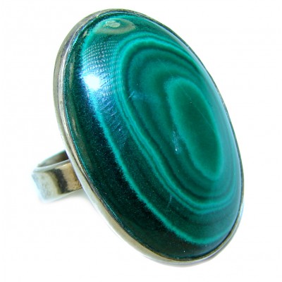 Green Beauty Malachite .925 Sterling Silver handcrafted ring size 9