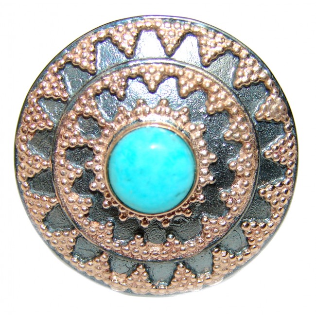 Turquoise 14K Gold over .925 Sterling Silver ring; s. 8 adjustable