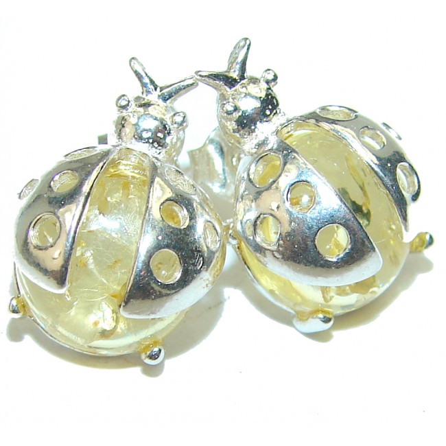 Golden Lady Bag Baltic Polish Amber .925 Sterling Silver Earrings