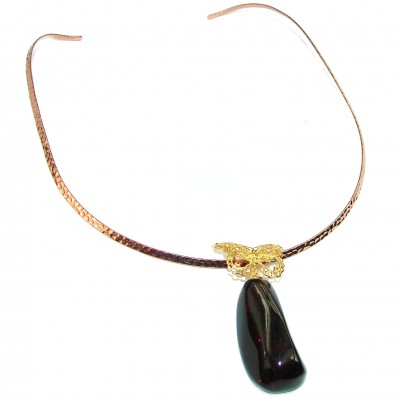 Natural Beauty Cognac Polish Amber 14K Gold over .925 Sterling Silver handmade necklace