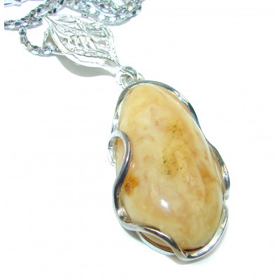 New Concept Natural Baltic Amber .925 Sterling Silver handcrafted necklace