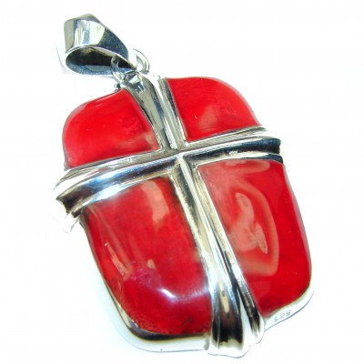 Authentic Coral .925 Sterling Silver handmade pendant