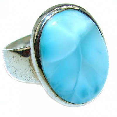 Precious Blue Larimar .925 Sterling Silver handmade ring size 8