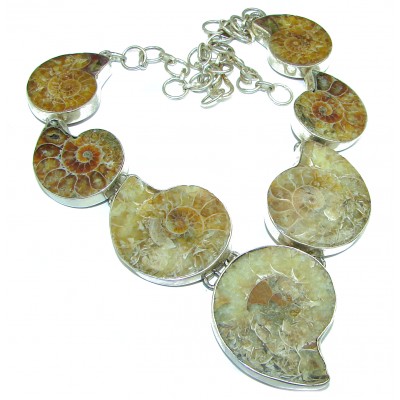 84.5g Aura Of Beauty genuine Ammonite .925 Sterling Silver handcrafted Necklace