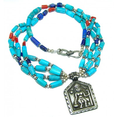 Chic Boho Style Turquoise .925 Sterling Silver handmade necklace