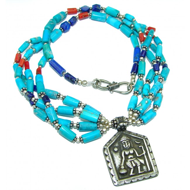 Chic Boho Style Turquoise .925 Sterling Silver handmade necklace