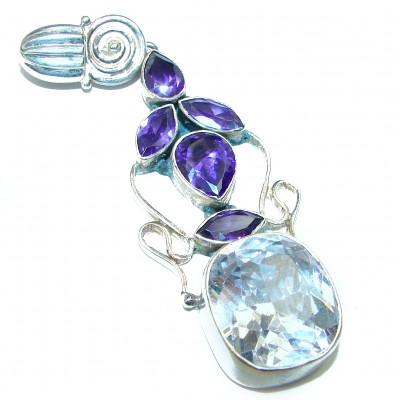 Victorian Style White Topaz .925 Sterling Silver Pendant