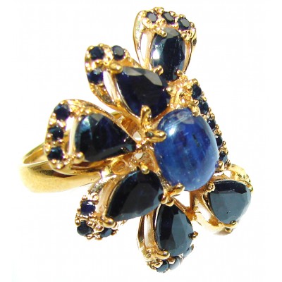 Blue Beauty authentic Sapphire 18K Gold over .925 Sterling Silver Ring size 8 1/4