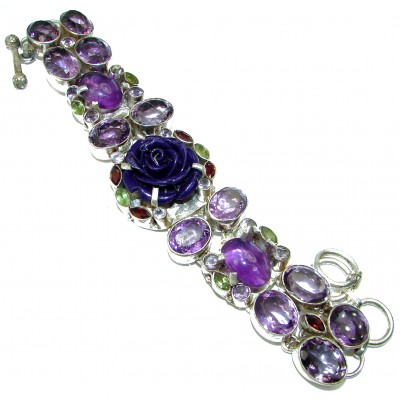 Purple Rose authentic Amethyst .925 Sterling Silver handcrafted Bracelet