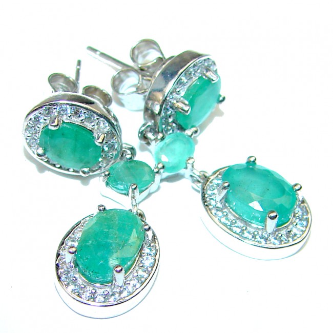 Very Unique Emerald 14K Gold over .925 Sterling Silver handcrafted earrings