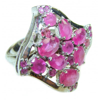 Unique Ruby .925 Sterling Silver handcrafted Ring size 7 1/4