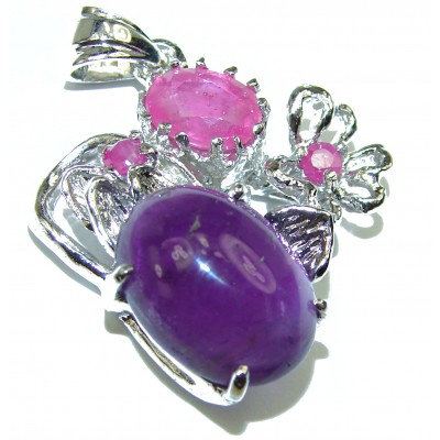 Incredible Design Amethyst Ruby .925 Sterling Silver handcrafted Pendant