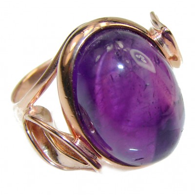 Purple African Amethyst 14K Gold over .925 Sterling Silver HANDCRAFTED Ring size 8