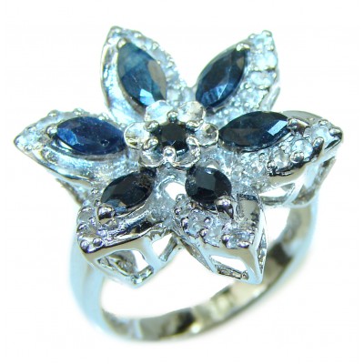 Blue Treasure 8.5 carat authentic Sapphire .925 Sterling Silver Statement Ring size 8