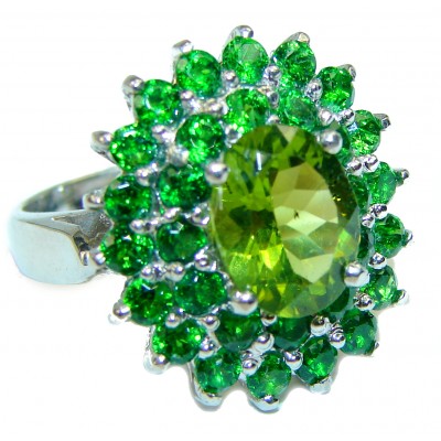 Spectacular Authentic Peridot .925 Sterling Silver handmade Ring size 5