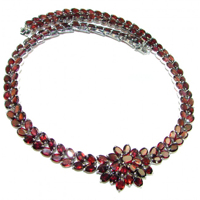 Huge Masterpiece authentic Garnet .925 Sterling Silver handcrafted necklace