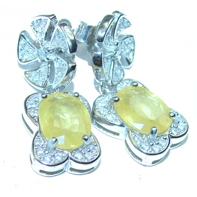 Graceful Natural yellow Sapphire .925 Sterling Silver handmade earrings