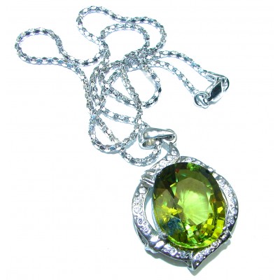 Authentic Green Topaz .925 Sterling Silver handmade necklace