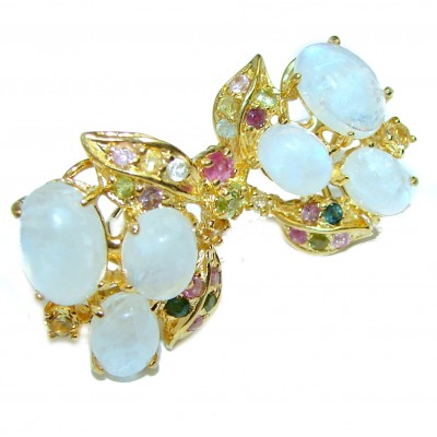 Real Beauty Spectacular quality Authentic Moonstone 14K Gold over .925 Sterling Silver handmade earrings