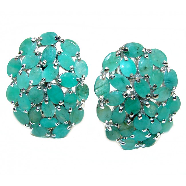 Very Unique Emerald .925 Sterling Silver handcrafted earrings