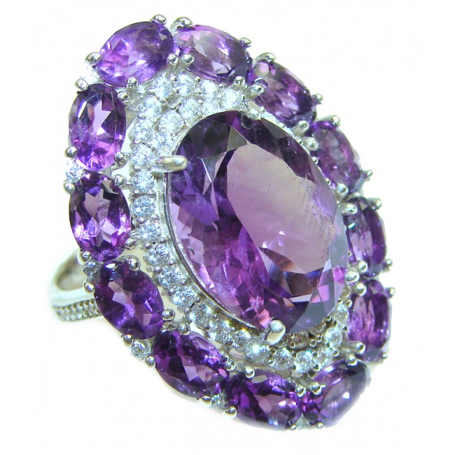 Spectacular genuine Amethyst .925 Sterling Silver Handcrafted Ring size 7 1/4
