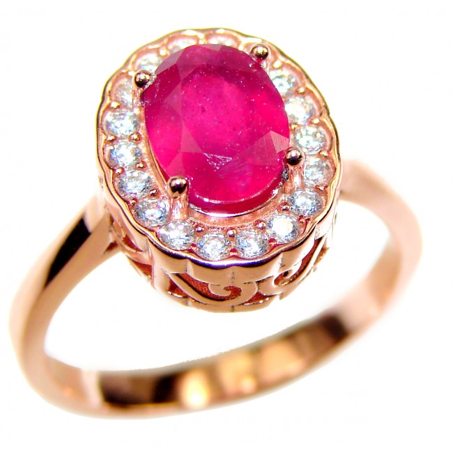 Unique Ruby 14K Gold over .925 Sterling Silver handcrafted Ring size 7 1/4
