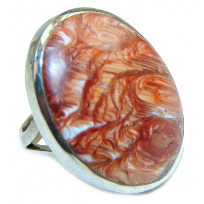 Picture Jasper .925 Sterling Silver handcrafted ring s. 7 3/4