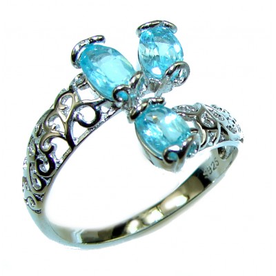 Incredible Swiss Blue Topaz .925 Sterling Silver Ring size 8 1/4