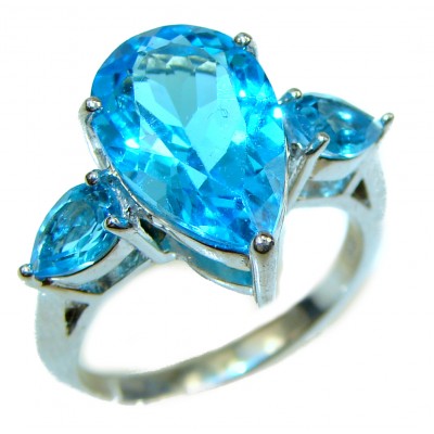 Incredible Swiss Blue Topaz .925 Sterling Silver Ring size 6 1/2
