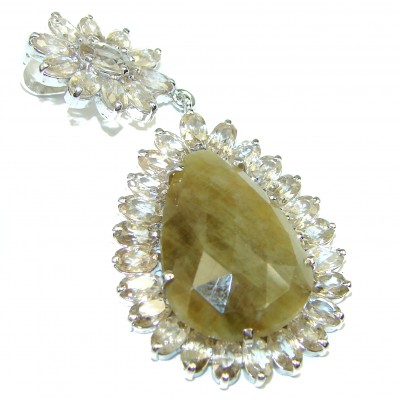 Exclusive yellow Sapphire Champagne Topaz .925 Sterling Silver pendant Large Pendant