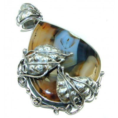 Perfect quality 70.8 grams Botswana Agate .925 Sterling Silver handmade Pendant