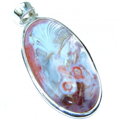 Amazing genuine Crazy Lace Agate .925 Sterling Silver handmade Pendant