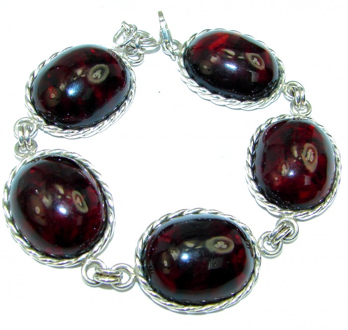 Beautiful Cherry Amber .925 Sterling Silver handcrafted Bracelet