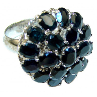 Blue Treasure 11.5 carat authentic Sapphire .925 Sterling Silver Statement Ring size 7 3/4
