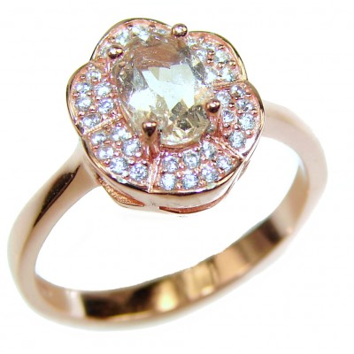Authentic volcanic Oval cut Morganite .925 Sterling Silver ring s. 7